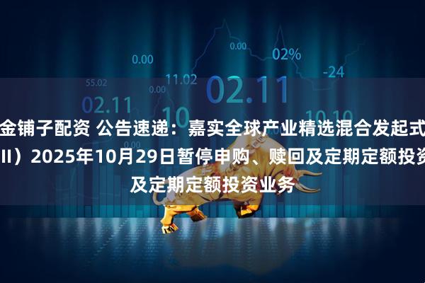 金铺子配资 公告速递：嘉实全球产业精选混合发起式（QDII）2025年10月29日暂停申购、赎回及定期定额投资业务