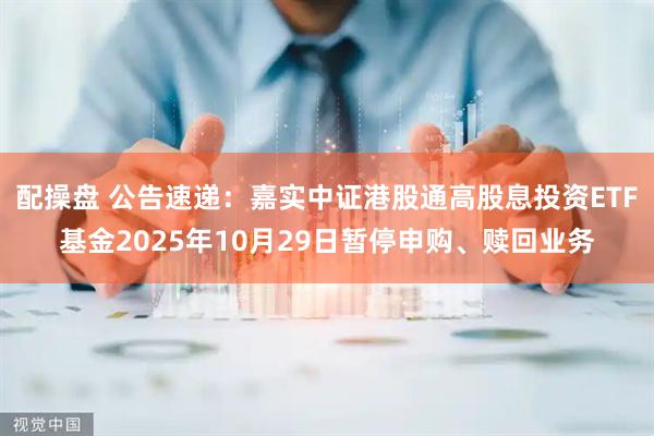 配操盘 公告速递：嘉实中证港股通高股息投资ETF基金2025年10月29日暂停申购、赎回业务