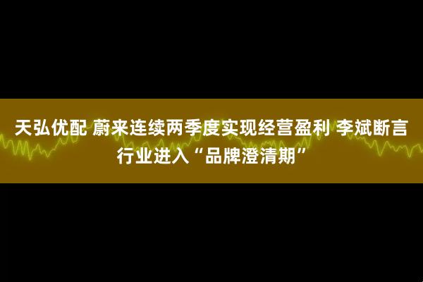 天弘优配 蔚来连续两季度实现经营盈利 李斌断言行业进入“品牌澄清期”